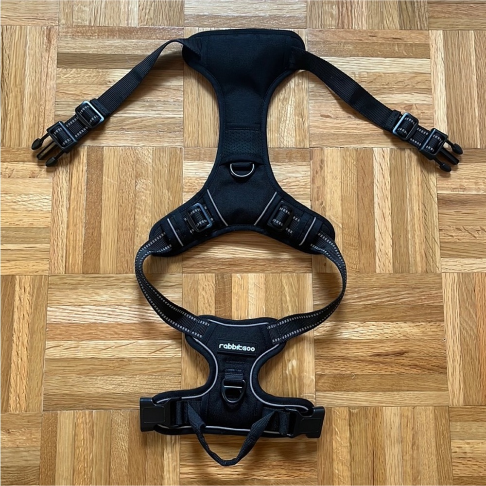 RABBITGOO Dog Harness No Pull 2 Leash Clips Black Size M